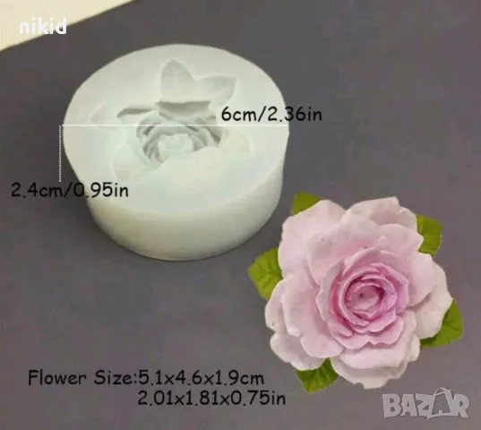 Цвят роза и листа силиконов молд форма фондан шоколад гипс смола декор украса