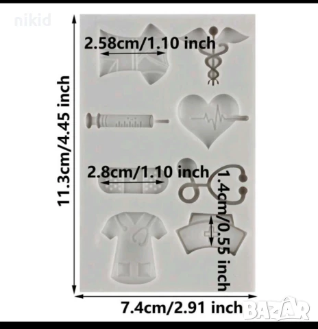 Медицина медицински лекарски доктор докторски силиконов молд форма фондан декор торта , снимка 3 - Форми - 51397706