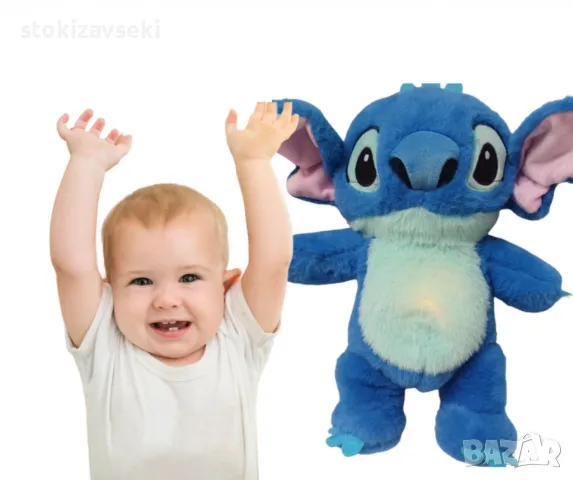 Stitch, плюшена бебешка играчка, с мелодия и светлина, снимка 2 - Плюшени играчки - 48931923