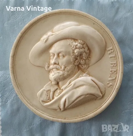 Планкет с барелефен портрет на Рубенс, снимка 2 - Антикварни и старинни предмети - 50270970
