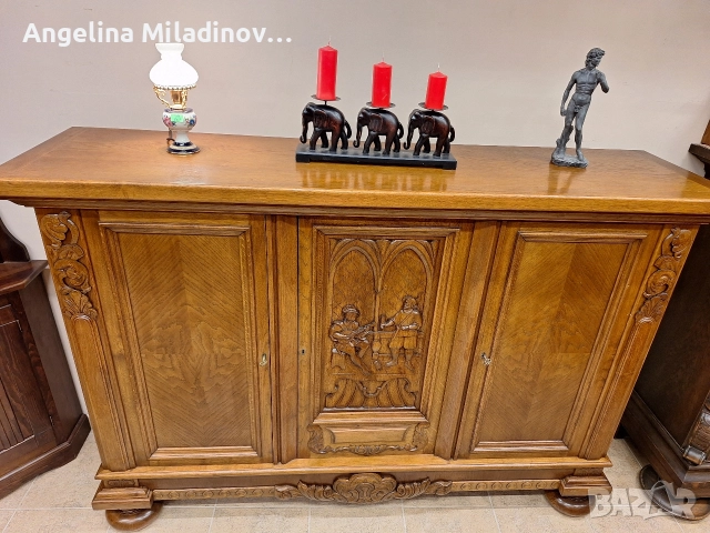 Комод, скрин, бюфет, шкаф с богата дърворезба , снимка 6 - Шкафове - 52677141