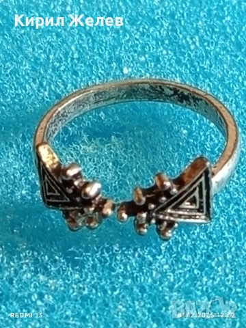 Сребърен пръстен с декоративни триъгълни елементи много красив стилен дизайн 52363, снимка 4 - Пръстени - 52606548