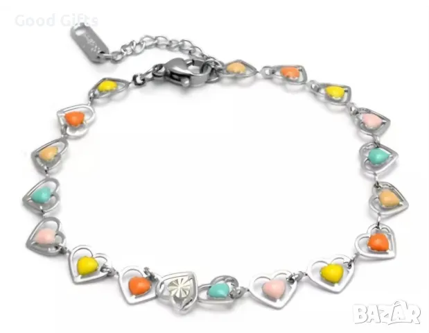 Луксозна Дамска гривна Сърца Love