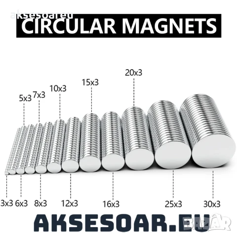 10 бр. Супер силни нови неодимови дискови малки 12 х 3 мм. мощни магнити за хладилник и офис магнит, снимка 3 - Аксесоари за кухня - 50523436