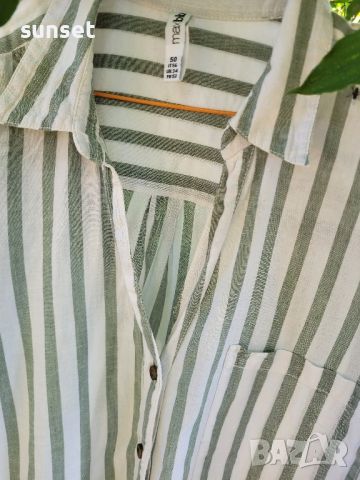 памучна риза бяло и зелено- 56 размер , снимка 3 - Ризи - 46128948