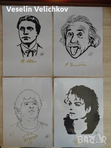 Ръчно рисувани и оцветени рисунки на футболисти и известни личности , снимка 3 - Декорация за дома - 51385698