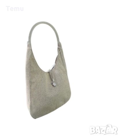 Удобна текстилна дамска чанта за рамо с кристал