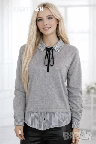 Нова цена🍁Стилна блуза в сиво 