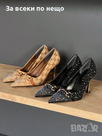 Gucci Дамски Обувки С Кристали И С Метален Ток - 2 Налични Цвята Код E1258