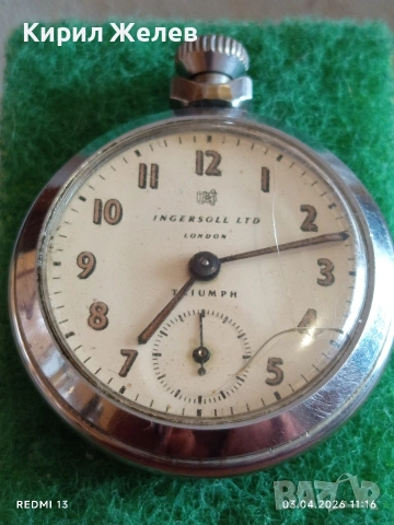 Джобен часовник INGERSOLL LONDON TRIUMPH рядък за КОЛЕКЦИЯ 54343, снимка 4 - Антикварни и старинни предмети - 54076139