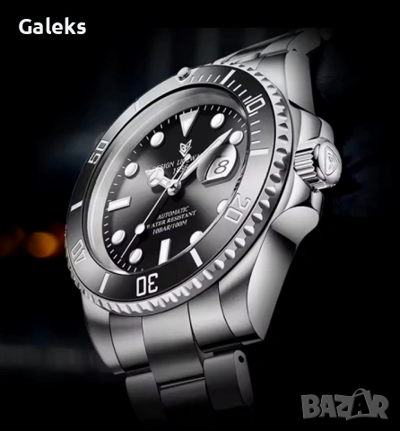 Мъжки модерен автоматичен часовник Gold Black•Tevise* /В тъмно златистата гама!, снимка 2 - Мъжки - 53565780