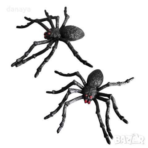 6159 Реалистични гумени паяци за Хелоуин украса, 2 броя, снимка 4 - Декорация за дома - 51832246
