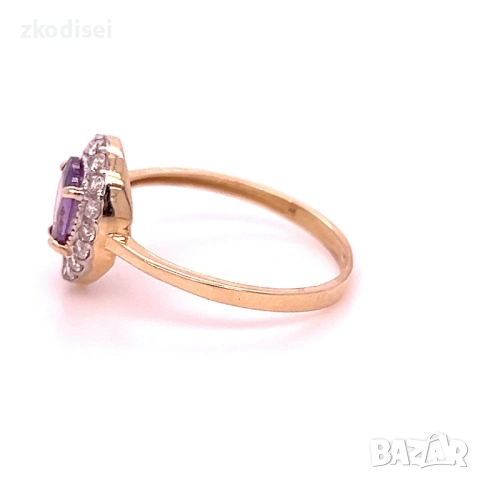 Златен дамски пръстен 1,73гр. размер:54 14кр. проба:585 модел:34403-4, снимка 3 - Пръстени - 51822623