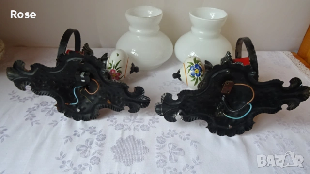 Два вентидж стенни лампи (аплици) от ковано желязо, снимка 13 - Лампи за стена - 53970251