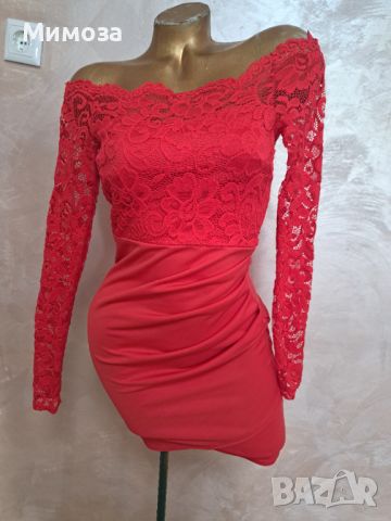 Страхотна  червена рокля С, снимка 1 - Рокли - 45263870