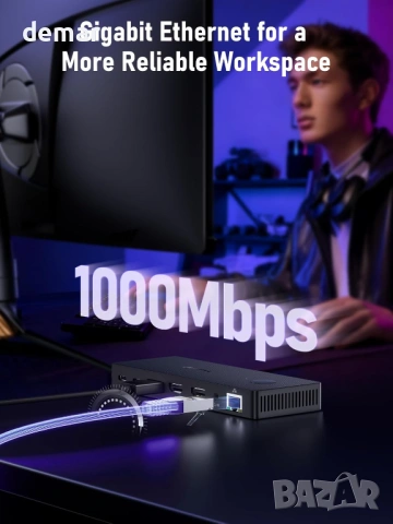 USB C докинг станция за три монитора, Lemorele 13 в 1, 2* 4K HDMI, DP, снимка 6 - Други - 54016227