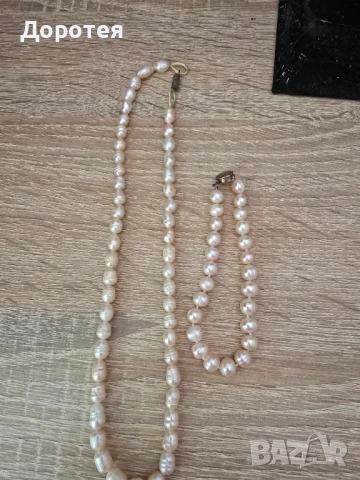 Колие и гривна естествени перли, снимка 2 - Бижутерийни комплекти - 51152052