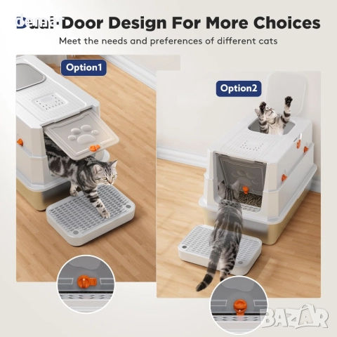 MIXJOY котешка тоалетна от неръждаема стомана с капак, XXL, сребриста, снимка 3 - За котки - 52672944