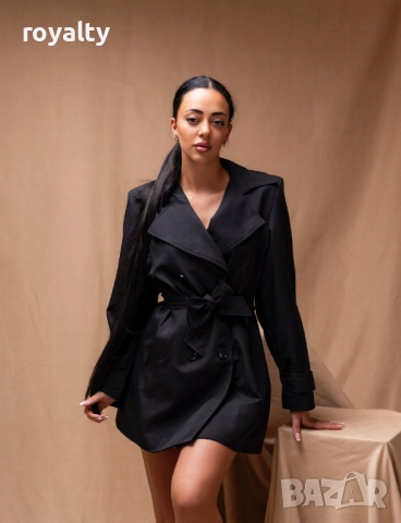 Елегантно Черно Дамско Палто , снимка 3 - Палта, манта - 52886095