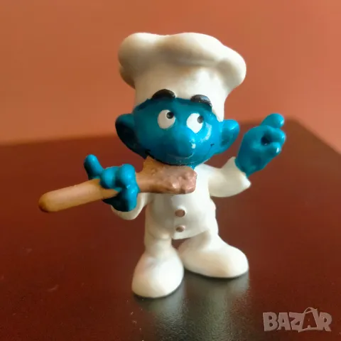 Колекционерска фигурка Schleich Smurf Chef Baker 1979 20042, снимка 7 - Колекции - 48548764