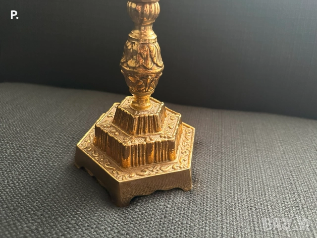 Бронзова менора 35,5 x 33 см., снимка 2 - Антикварни и старинни предмети - 52706302