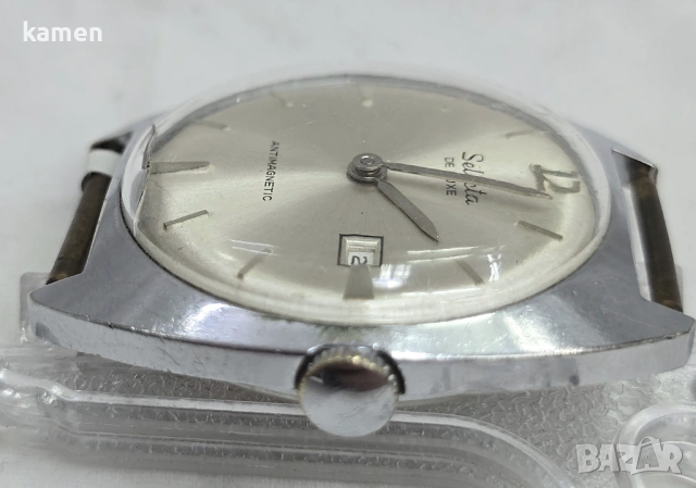 Винтидж механичен часовник Selecta De Luxe - дата - антимагнитен - 70-те години на миналия век, снимка 8 - Антикварни и старинни предмети - 53658866