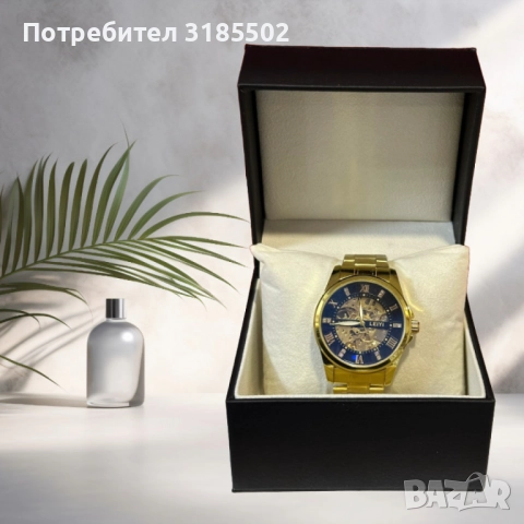 Луксозен и елегантен мъжки златист часовник LEIYI, снимка 5 - Мъжки - 51432545
