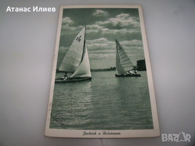 Стара пощенска картичка от езерото Балатон 1937г., снимка 3 - Филателия - 46716900