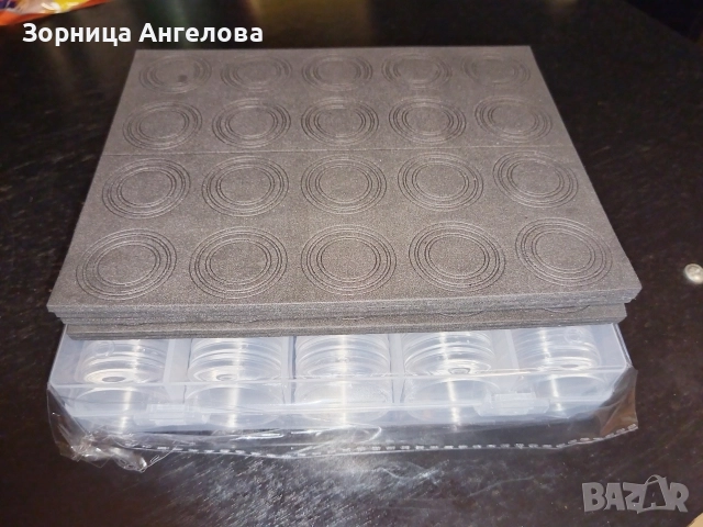 Капсули за монети с вложки 100 броя 39-40 мм 