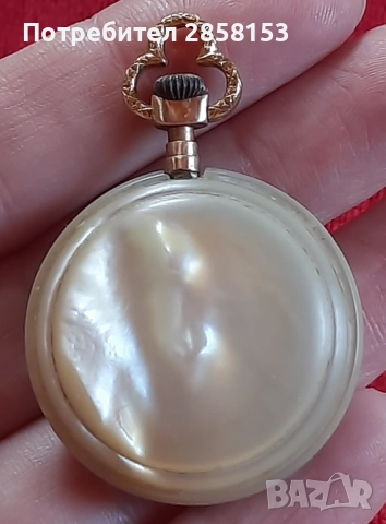 Старинен Швейцарски джобен часовник с корпус от седеф 1900 г, снимка 4 - Антикварни и старинни предмети - 51529630