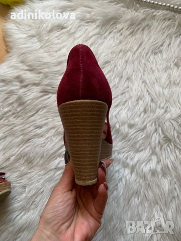 Нови велурени обувки на платформа бордо, снимка 3 - Дамски елегантни обувки - 45282032