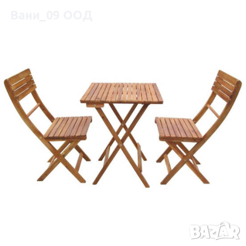 Градински сгъваем сет маса с 2 стола, снимка 1 - Градински мебели, декорация  - 45043639