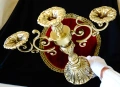 Бронзов свещник,троен свещник,барок 2.8 кг., снимка 6