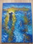 Картина масло, картон, подпис-Море, залез, 40х30см., снимка 1
