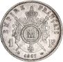 Монета Франция 1 Франк 1867-ВВ Наполеон III