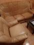 Кожен диван и фотьойли, снимка 1
