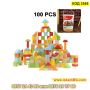 онструктор 100 дървени кубчета в различни цветове, образователна играчка за деца - КОД 3549, снимка 2
