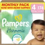 Бебешки пелени Pampers Harmonie Размер 4, 174 пелени, 9 кг-14 кг, месечна опаковка, снимка 1