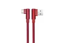 Кабел от USB към Tupe-C, QC 3.0 Аngled 90, 1m, Червен, снимка 1