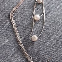 Триреден гердан с перла и топки / змийска плетка, снимка 3 - Колиета, медальони, синджири - 45708231