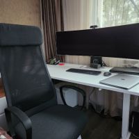 Офис стол тъмносив-черен, снимка 3 - Столове - 45434221