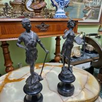 Страхотен чифт антикварни колекционерски френски фигури статуетки , снимка 6 - Антикварни и старинни предмети - 45916745