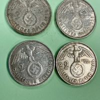 Лот от 4 бр. 2 райхсмарки 1936-1939 г - сребърни монети, снимка 2 - Нумизматика и бонистика - 45745813