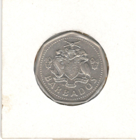 Barbados-1 Dollar-1994-KM# 14.2-small type non magnetic, снимка 4 - Нумизматика и бонистика - 28472752