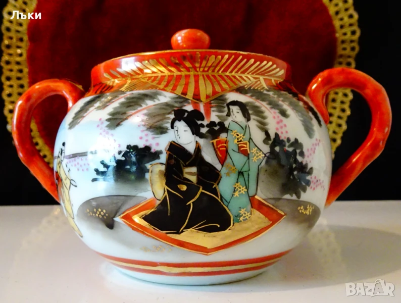 Захарница японски порцелан Kutani,злато. , снимка 1