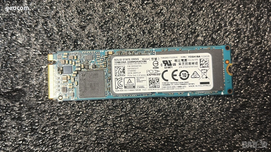 1TB SSD Toshiba Xg4 M2-2280 (nVme,PCI-Ex Gen 3x4), снимка 1