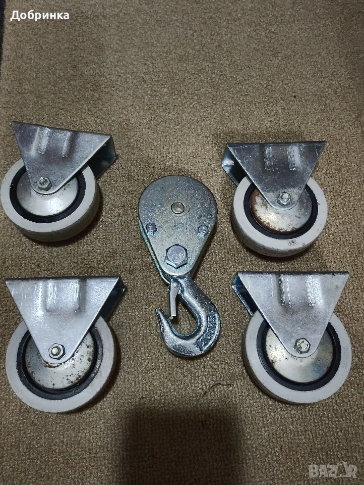 Колелца +Кука за лебедка-200.кг, снимка 1