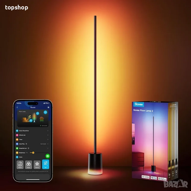 Чисто нова подова лампа Govee 2, RGBIC, топло-студено бяло LED, съвместима със SmartThings, Matter.., снимка 1