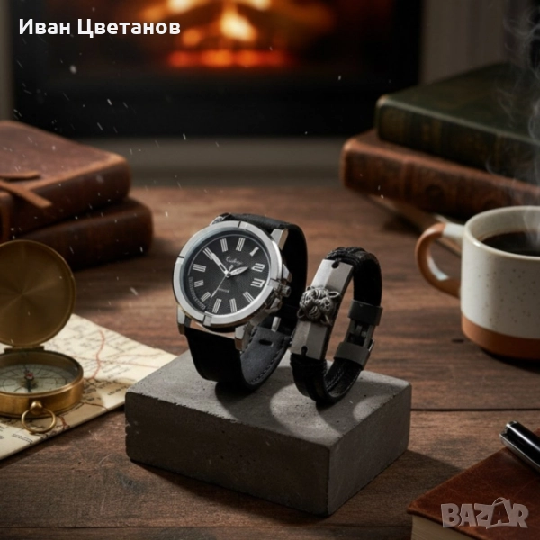 Спортен мъжки часовник Geduo и гривна в луксозна кутия, снимка 1