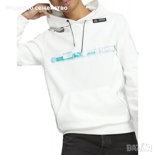 Мъжко спортно горнище puma x mercedes amg petronas f1 team hamilton russell hoodie white, снимка 1